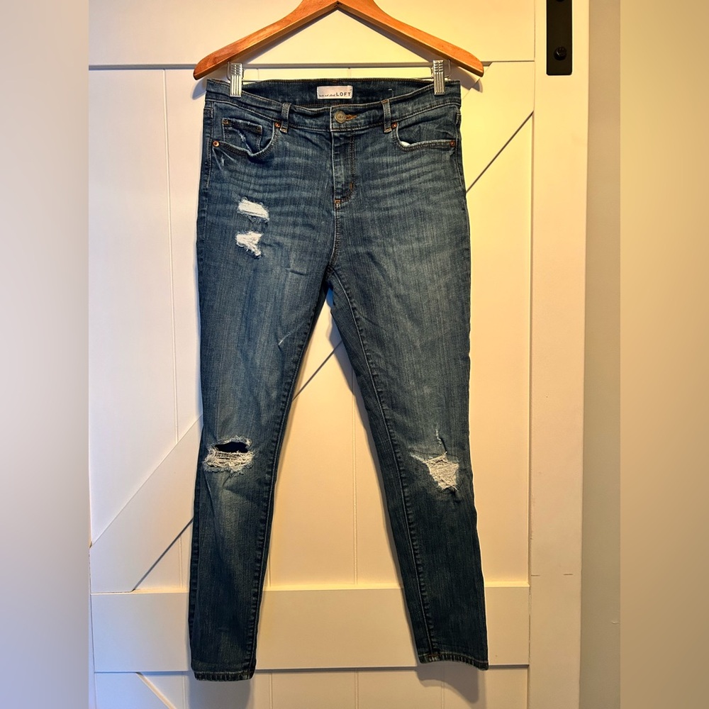 LOFT Modern Skinny Distressed High Waist Jeans Size 8/29
